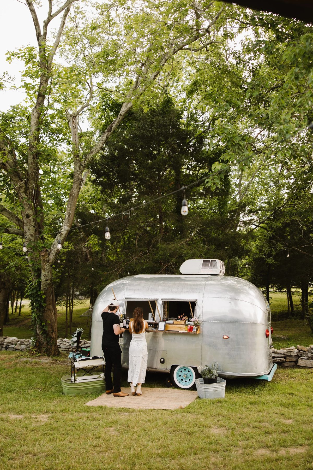 Guests gathered at the Airstream Bambi bar