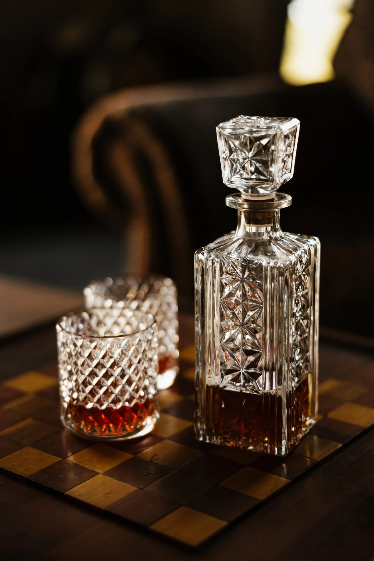 Whiskey service in the groom's suite